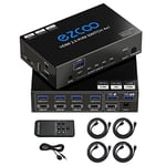 USB 3.0 Commutateur KVM HDMI 4 ports 4K 60Hz 4 entrées 4 sorties SPDIF 5.1 sortie audio – Souris Clavier USB sans fil pour PC, imprimante, scanner, Windows, Linux, HDR HDMI Auto Switch 4x1