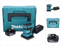 Makita DBO 480 M1J 18 V akkukäyttöinen eksentrinen hiomakone 112 x 102 mm + 1x akku 4,0 Ah + Makpac - ilman laturia.