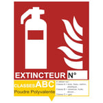 Ambiance Sticker Autocollant Vinyl Signalétique Extincteur Sticker Laminé Plastifié Résistant à l'eau et aux UV Classes ABC Poudre Polyvalente - H20 x L15 cm