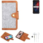 Felt Case + earphones for Ulefone Armor 8 Cover light grey