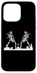 iPhone 15 Pro Max Skeletons Playing Rock Guitar in Graveyard Wearing Xmas Hats Case