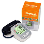 BLOOD PRESSURE MONITOR LARGE CUFF UPPER ARM HHEART RATE BP MACHINE 180 MEMORY