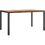 Vidaxl - Table de jardin plateau en bois Noir Résine tressée bois massif