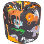 Pouf pour enfants, pouf imprimé pour enfants, pouf en polycoton pour salle de jeux, pouf de jeu pour enfants 50x50 cm avec remplissage - Afrique