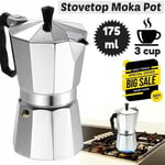 Espresso Stove Top 3 Cups Coffee Maker Aluminium Percolator Moka Pot 175ml