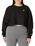 Champion Women's Cropped Reverse Weave Crew, Left Chest C Sweatshirt, Black-549302, Medium