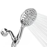 SparkPod Pomme de douche haute pression à 6 réglages de pulvérisation – Ensemble de pommeau de douche à main grand angle de 15,2 cm avec support à bille pivotant en laiton et tuyau de 177,8 cm de long