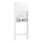 SoBuy Meuble Machine à Laver, Meuble Étagères de Rangement Dessus Machine, Armoire pour Lave-Linge, 2 Portes et 2 Étagères Ouvertes, Blanc, 65x20x182cm, BZR165-W