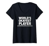 Womens World'S Okayest Flute Player, Flute Player Orchestra Flutist V-Neck T-Shirt