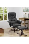 Vegan Leather Swivel Recliner with Footstool