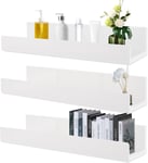 3 Pièces Etagere Murale sans Trou, 23x9cm étagère Murale sans percer Blanc, Etagere Murale sans percage, Etagere Murale autocollante, étagère Murale sans percage pour Bureau, Salon, Cuisine