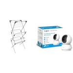 Vileda Sprint 3-Tier Clothes Airer, Indoor Clothes Drying Rack with 20 m Washing Line, Silver & Tapo Pan/Tilt Smart Security Camera, Baby Monitor, Indoor CCTV, 360° Rotational Views