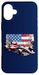 iPhone 16 Plus Vintage Auto Racing Car American Flag 4th of July, Auto Race Case