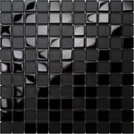 Ilcom - Mosaïque de verre sur maille pour salle de bain ou cuisine 30cm x 30cm - Black obsidian