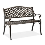 Relaxdays Banc de Jardin et de Balcon, 2 sièges, Design Antique, en Aluminium HlP 82x102x60 cm, Noir Bronze