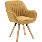 Fauteuil de salle à manger rotatif scandinave carson en tissu jaune - Meubles Cosy