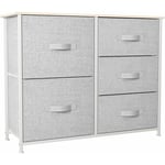 Toolive - 5 tiroirs, Commode Chambre Adulte en Tissu, Meuble de Rangement Chambre, Cadre Stable en Métal, Commode Chambre Enfant pour Armoire, Salon,