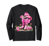 Cowgirl Boots Pink Baby Bow Preppy y2k Coquette Pink Long Sleeve T-Shirt