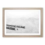 Big Box Art Boats on a Placid Lake Painting Framed Wall Art Picture Print Ready to Hang, Oak A2 (62 x 45 cm)