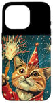 iPhone 16 Pro New Year Cheer with this Happy and Funny looking Cat Design Case