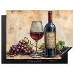 KitchenYeah© Protege Plaque Tapis Pour Induction 71x52 cm Deco Cuisine Protection Vitrocéramique Pour Cuisiniere Vin - Raisin - Boisson - Verre à vin - Fruit