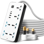 Extension Cable Lead With USB Power Strips Outlets USB Slots