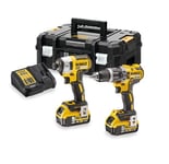 DEWALT Kit Perceuse DCD796 + Visseuse à Impact DCF887 + 2 Batteries 5Ah + Chargeur DCB115 + Mallette Tstak DCK266P2T-QW