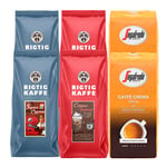 Mixpaket 6kg Rigtig Kaffe Super Crema, Crema Intenso & Segafredo Caffé Crema Dolce Hela kaffebönor