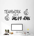 UYEDSR Wall Sticker Vinyl wall stickers motivation quote words: teamwork makes dream work. Office motivational phrase decorative applique 127x57cm