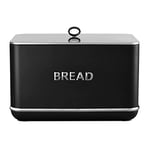 Tower T826175BLK Renaissance Bread Bin, 16L Capacity, Simple Pull Lid, Black