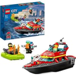 LEGO City 60373 Le Bateau de Sauvetage des Pompiers, Jouet Flottant, Jetpack et