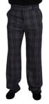 Dolce & Gabbana Pantalon Gris à Carreaux Mi Taille Hommes IT54/W40 / XL 1200usd