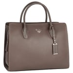 David Jones - Grand Sac à Main Femme - Cabas Fourre-Tout Cuir PU - Sac Multi Poche Plusieurs Compartiments Porté Epaule Bandoulière - Sac Ville Travail Elégant Classique Mode Chic - Marron Taupe