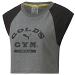 Puma x Gold's Gym Logo Cropped Top - Womens - Grey Cotton - Size Small