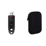 Clé USB 3.0 SanDisk Ultra 32 Go avec Une Vitesse de Lecture allant jusqu'à 130 Mo/s & Amazon Basics Étui pour Disque Dur Externe