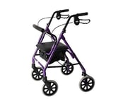 Lightweight Folding Four Wheel Rollator Walker with Padded Seat, Lockable