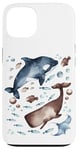 Coque pour iPhone 13 Orca Whale Motif For Kids With Ocean Fish Pattern Cute Fishy