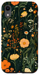 Coque pour iPhone XR Vert olive Boho botanique fleurs sauvages plantes fleur