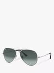 Ray-Ban RB3689 Women's Aviator Sunglasses, Silver/Blue Gradient