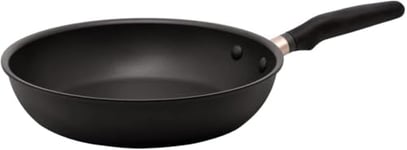 Meyer Accent Series Poêle à frire antiadhésive de 28 cm – Grande poêle à frire à induction avec poignées ergonomiques en silicone, passe au four et au lave-vaisselle, batterie de cuisine durable, noir