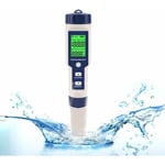 Testeur électronique de PH-mètre, 5 en 1 ph Testeur Thermomètre de poche Qualité de l'eau ph ec Sel tds pour la maison, la piscine, l'eau d'aquarium