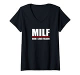 Womens MILF: Man I Love Fulham Funny Fulham London UK V-Neck T-Shirt