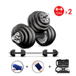 Lovely Dumbbells Black Electroplating Dumbbells Protective Rubber Sleeve Adjustable Weights Dumbbell Set with Box Barbell for Men Women Workout Strength Training Dumbbell Set (Color : 15kg/33lb x2)