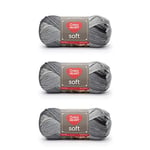 Red Heart Pelote de laine douce - Lot de 3 paquets de 113 g - Acrylique - 4 moyens (peignés) - 220 m - Tricot/crochet - Niveaux de gris