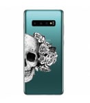 Coque Galaxy S10 PLUS mort fleur noir blanc transparente