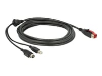 Delock - Strømforsynt Usb-Kabel - Usb Pluspower (24 V) (Hann) Til Usb-Type B, Power Mini-Din (Hann) - 24 V - 4 M - Svart