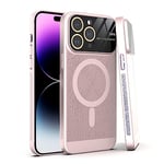 Dqtaoply Coque pour iPhone 15 Pro, Ultra Fine Anti Rayures [Respirable Conçu] PC Dur Case Verre Trempé Caméra Protection avec Magnétique pour iPhone 15 Pro（Or Rose）