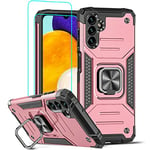 LeYi Coque pour Samsung Galaxy A13 5G/ A04S avec Verre Trempé Vitre Protection et Anneau Telephone, Militaire PC et TPU Silicone Etui Antichoc Housse pour Samsung Galaxy A 13 5G/A04S - Rose