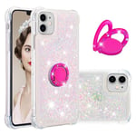 IMEIKONST Coque pour iPhone 12 Mini Étui avec Support, Paillette Strass Sable Mouvant Liquide Brillants Transparente TPU Silicone Bumper Housse pour iPhone 12 Mini. Star Pink YBZ