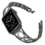 Apple Watch Series 5 44 mm klockarmband i rostfritt stål med strassdekor - Svart